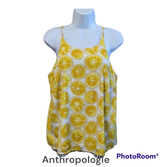 Anthropologie Porridge Lemon Slice Print Swing Top - Picture 3 of 9